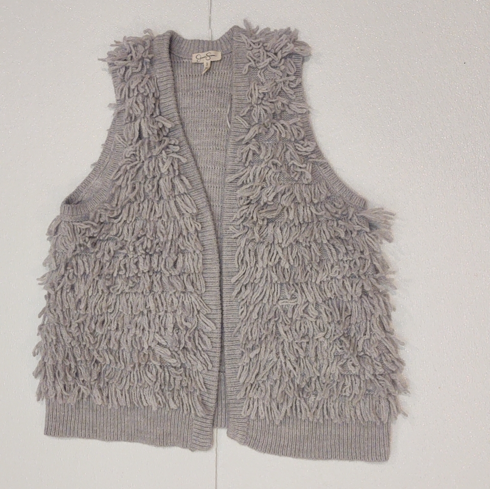 Jessica Simpson Gray Fringe Vest